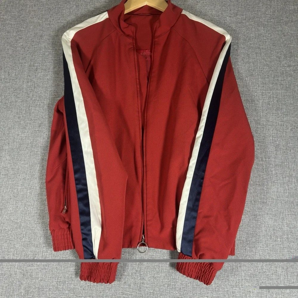 Vintage Topman Men's Red Zipped Track Jacket Size XS